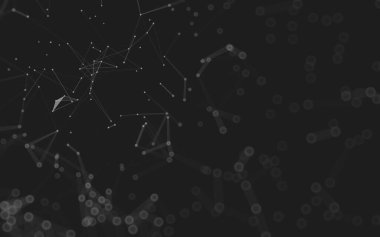 Soyut arkaplan. Çokgen şekilli molekül teknolojisi, noktaları ve çizgileri birleştiriyor. Bağlantı yapısı. Büyük veri görselleştirmesi. 