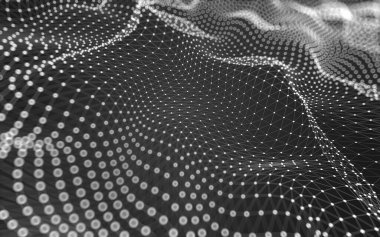 Soyut arkaplan. Çokgen şekilli molekül teknolojisi, noktaları ve çizgileri birleştiriyor. Bağlantı yapısı. Büyük veri görselleştirmesi. 