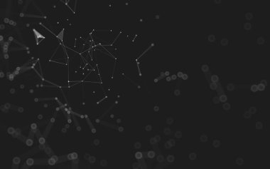 Soyut arkaplan. Çokgen şekilli molekül teknolojisi, noktaları ve çizgileri birleştiriyor. Bağlantı yapısı. Büyük veri görselleştirmesi. 