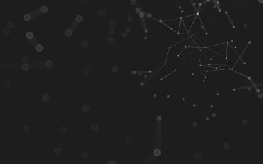 Soyut arkaplan. Çokgen şekilli molekül teknolojisi, noktaları ve çizgileri birleştiriyor. Bağlantı yapısı. Büyük veri görselleştirmesi. 