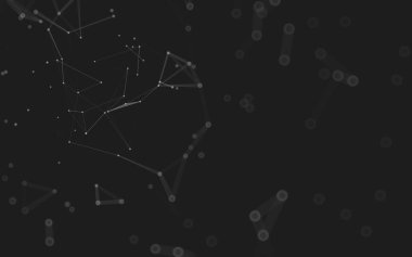 Soyut arkaplan. Çokgen şekilli molekül teknolojisi, noktaları ve çizgileri birleştiriyor. Bağlantı yapısı. Büyük veri görselleştirmesi. 