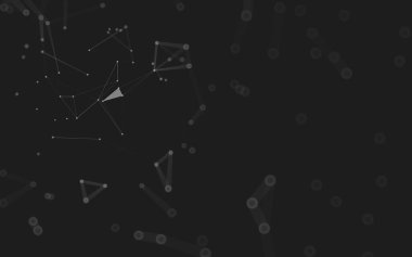 Soyut arkaplan. Çokgen şekilli molekül teknolojisi, noktaları ve çizgileri birleştiriyor. Bağlantı yapısı. Büyük veri görselleştirmesi. 