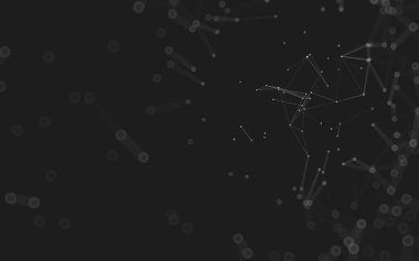 Soyut arkaplan. Çokgen şekilli molekül teknolojisi, noktaları ve çizgileri birleştiriyor. Bağlantı yapısı. Büyük veri görselleştirmesi. 