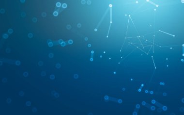 Soyut arkaplan. Çokgen şekilli molekül teknolojisi, noktaları ve çizgileri birleştiriyor. Bağlantı yapısı. Büyük veri görselleştirmesi.