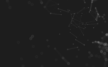 Soyut arkaplan. Çokgen şekilli molekül teknolojisi, noktaları ve çizgileri birleştiriyor. Bağlantı yapısı. Büyük veri görselleştirmesi. 