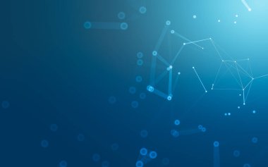 Soyut arkaplan. Çokgen şekilli molekül teknolojisi, noktaları ve çizgileri birleştiriyor. Bağlantı yapısı. Büyük veri görselleştirmesi.