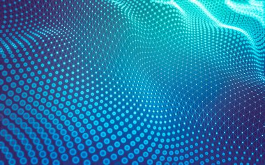 Soyut arkaplan. Çokgen şekilli molekül teknolojisi, noktaları ve çizgileri birleştiriyor. Bağlantı yapısı. Büyük veri görselleştirmesi.