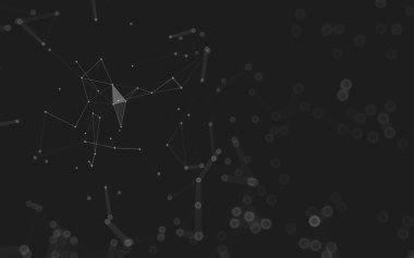 Soyut arkaplan. Çokgen şekilli molekül teknolojisi, noktaları ve çizgileri birleştiriyor. Bağlantı yapısı. Büyük veri görselleştirmesi. 