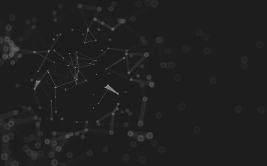 Soyut arkaplan. Çokgen şekilli molekül teknolojisi, noktaları ve çizgileri birleştiriyor. Bağlantı yapısı. Büyük veri görselleştirmesi. 