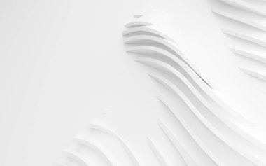 Soyut Eğri Şekiller. Beyaz Dairesel Arkaplan. Soyut arkaplan. 3d illüstrasyon