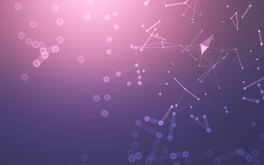 Soyut arkaplan. Çokgen şekilli molekül teknolojisi, noktaları ve çizgileri birleştiriyor. Bağlantı yapısı. Büyük veri görselleştirmesi.