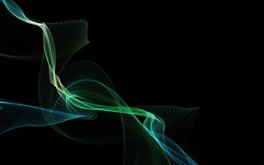 Parlayan soyut dalgalar ve soyut arkaplan ile koyu soyut arkaplan
