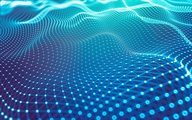 Soyut arkaplan. Çokgen şekilli molekül teknolojisi, noktaları ve çizgileri birleştiriyor. Bağlantı yapısı. Büyük veri görselleştirmesi.