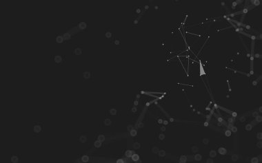 Soyut arkaplan. Çokgen şekilli molekül teknolojisi, noktaları ve çizgileri birleştiriyor. Bağlantı yapısı. Büyük veri görselleştirmesi. 