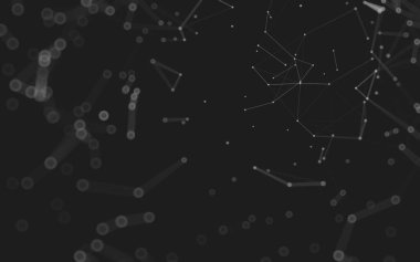 Soyut arkaplan. Çokgen şekilli molekül teknolojisi, noktaları ve çizgileri birleştiriyor. Bağlantı yapısı. Büyük veri görselleştirmesi. 