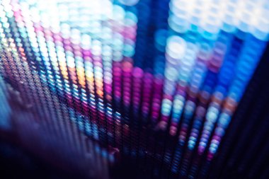 Yakın plan LED bulanık ekran. LED yumuşak odak arkaplanı. Tasarım için soyut arkaplan ideali.