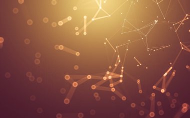 Soyut arkaplan. Çokgen şekilli molekül teknolojisi, noktaları ve çizgileri birleştiriyor. Bağlantı yapısı. Büyük veri görselleştirmesi.