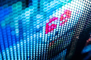 Yakın plan LED bulanık ekran. LED yumuşak odak arkaplanı. Tasarım için soyut arkaplan ideali.