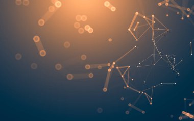 Soyut arkaplan. Çokgen şekilli molekül teknolojisi, noktaları ve çizgileri birleştiriyor. Bağlantı yapısı. Büyük veri görselleştirmesi.