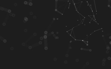 Soyut arkaplan. Çokgen şekilli molekül teknolojisi, noktaları ve çizgileri birleştiriyor. Bağlantı yapısı. Büyük veri görselleştirmesi. 