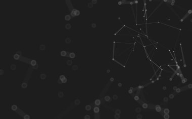 Soyut arkaplan. Çokgen şekilli molekül teknolojisi, noktaları ve çizgileri birleştiriyor. Bağlantı yapısı. Büyük veri görselleştirmesi. 