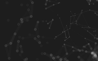 Soyut arkaplan. Çokgen şekilli molekül teknolojisi, noktaları ve çizgileri birleştiriyor. Bağlantı yapısı. Büyük veri görselleştirmesi. 