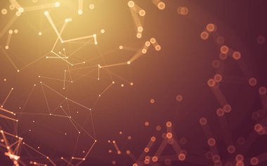 Soyut arkaplan. Çokgen şekilli molekül teknolojisi, noktaları ve çizgileri birleştiriyor. Bağlantı yapısı. Büyük veri görselleştirmesi.