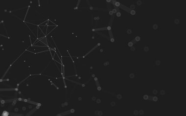 Soyut arkaplan. Çokgen şekilli molekül teknolojisi, noktaları ve çizgileri birleştiriyor. Bağlantı yapısı. Büyük veri görselleştirmesi. 