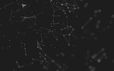 Soyut arkaplan. Çokgen şekilli molekül teknolojisi, noktaları ve çizgileri birleştiriyor. Bağlantı yapısı. Büyük veri görselleştirmesi. 