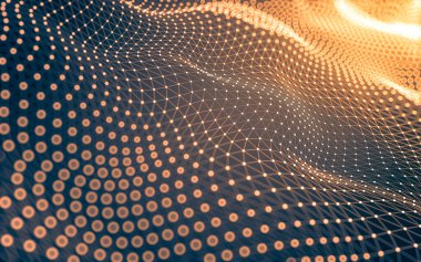 Soyut arkaplan. Çokgen şekilli molekül teknolojisi, noktaları ve çizgileri birleştiriyor. Bağlantı yapısı. Büyük veri görselleştirmesi.