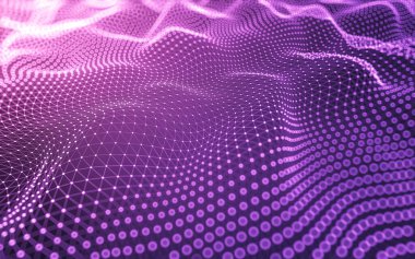 Soyut arkaplan. Çokgen şekilli molekül teknolojisi, noktaları ve çizgileri birleştiriyor. Bağlantı yapısı. Büyük veri görselleştirmesi.