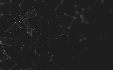 Soyut arkaplan. Çokgen şekilli molekül teknolojisi, noktaları ve çizgileri birleştiriyor. Bağlantı yapısı. Büyük veri görselleştirmesi. 