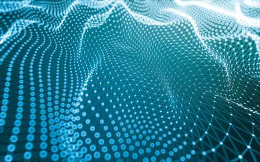 Soyut arkaplan. Çokgen şekilli molekül teknolojisi, noktaları ve çizgileri birleştiriyor. Bağlantı yapısı. Büyük veri görselleştirmesi.