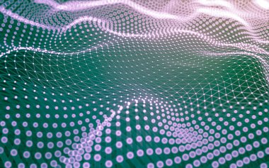 Soyut arkaplan. Çokgen şekilli molekül teknolojisi, noktaları ve çizgileri birleştiriyor. Bağlantı yapısı. Büyük veri görselleştirmesi.