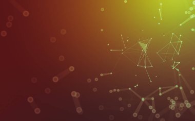 Soyut arkaplan. Çokgen şekilli molekül teknolojisi, noktaları ve çizgileri birleştiriyor. Bağlantı yapısı. Büyük veri görselleştirmesi.