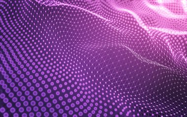 Soyut arkaplan. Çokgen şekilli molekül teknolojisi, noktaları ve çizgileri birleştiriyor. Bağlantı yapısı. Büyük veri görselleştirmesi.