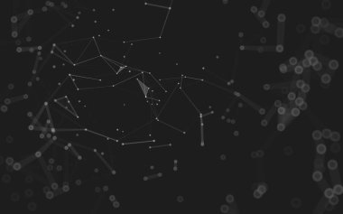 Soyut arkaplan. Çokgen şekilli molekül teknolojisi, noktaları ve çizgileri birleştiriyor. Bağlantı yapısı. Büyük veri görselleştirmesi. 