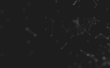 Soyut arkaplan. Çokgen şekilli molekül teknolojisi, noktaları ve çizgileri birleştiriyor. Bağlantı yapısı. Büyük veri görselleştirmesi. 