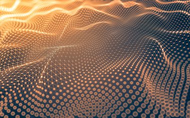 Soyut arkaplan. Çokgen şekilli molekül teknolojisi, noktaları ve çizgileri birleştiriyor. Bağlantı yapısı. Büyük veri görselleştirmesi.