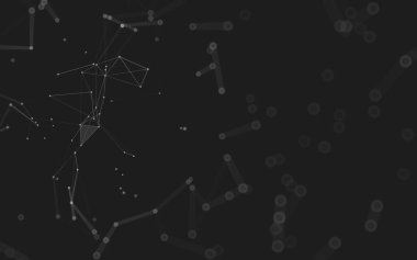 Soyut arkaplan. Çokgen şekilli molekül teknolojisi, noktaları ve çizgileri birleştiriyor. Bağlantı yapısı. Büyük veri görselleştirmesi. 