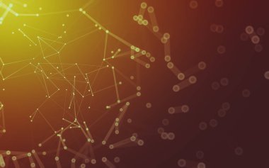 Soyut arkaplan. Çokgen şekilli molekül teknolojisi, noktaları ve çizgileri birleştiriyor. Bağlantı yapısı. Büyük veri görselleştirmesi.