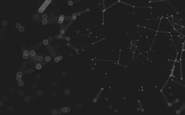 Soyut arkaplan. Çokgen şekilli molekül teknolojisi, noktaları ve çizgileri birleştiriyor. Bağlantı yapısı. Büyük veri görselleştirmesi. 