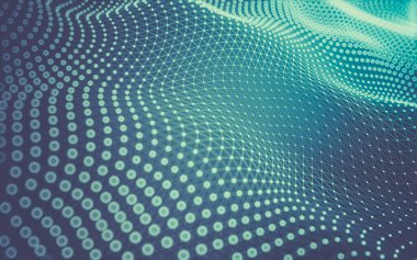 Soyut arkaplan. Çokgen şekilli molekül teknolojisi, noktaları ve çizgileri birleştiriyor. Bağlantı yapısı. Büyük veri görselleştirmesi.