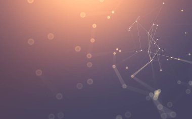 Soyut arkaplan. Çokgen şekilli molekül teknolojisi, noktaları ve çizgileri birleştiriyor. Bağlantı yapısı. Büyük veri görselleştirmesi.