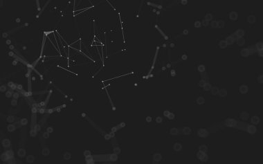 Soyut arkaplan. Çokgen şekilli molekül teknolojisi, noktaları ve çizgileri birleştiriyor. Bağlantı yapısı. Büyük veri görselleştirmesi. 