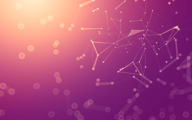 Soyut arkaplan. Çokgen şekilli molekül teknolojisi, noktaları ve çizgileri birleştiriyor. Bağlantı yapısı. Büyük veri görselleştirmesi.