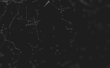 Soyut arkaplan. Çokgen şekilli molekül teknolojisi, noktaları ve çizgileri birleştiriyor. Bağlantı yapısı. Büyük veri görselleştirmesi. 