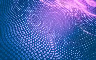 Soyut arkaplan. Çokgen şekilli molekül teknolojisi, noktaları ve çizgileri birleştiriyor. Bağlantı yapısı. Büyük veri görselleştirmesi.