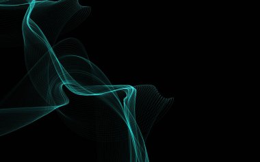 Parlayan soyut dalgalar ve soyut arkaplan ile koyu soyut arkaplan