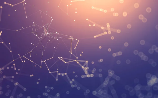Soyut arkaplan. Çokgen şekilli molekül teknolojisi, noktaları ve çizgileri birleştiriyor. Bağlantı yapısı. Büyük veri görselleştirmesi.